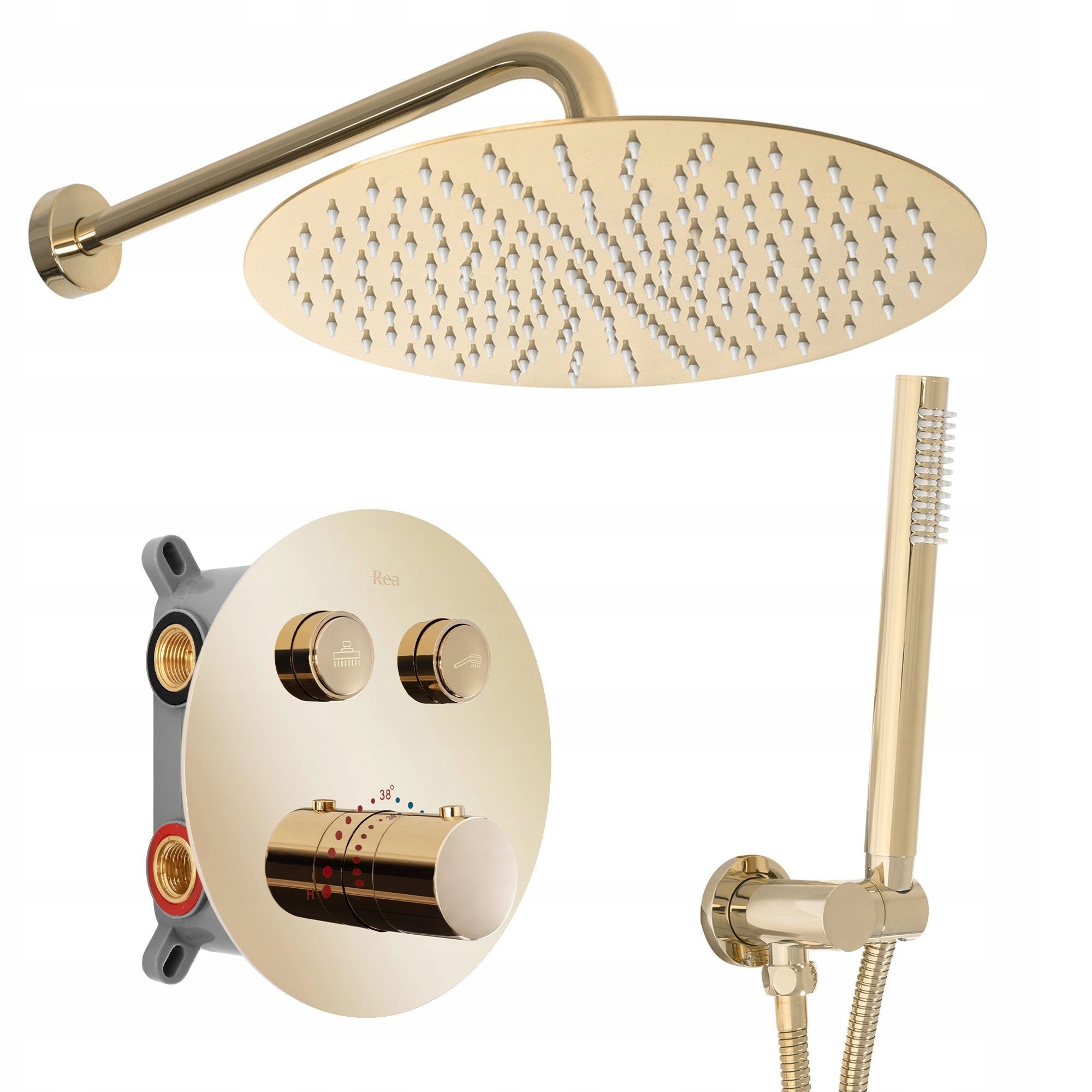 Podomietkový Sprchový Set Zlatý Lungo S Termostatom Zlatá Rea