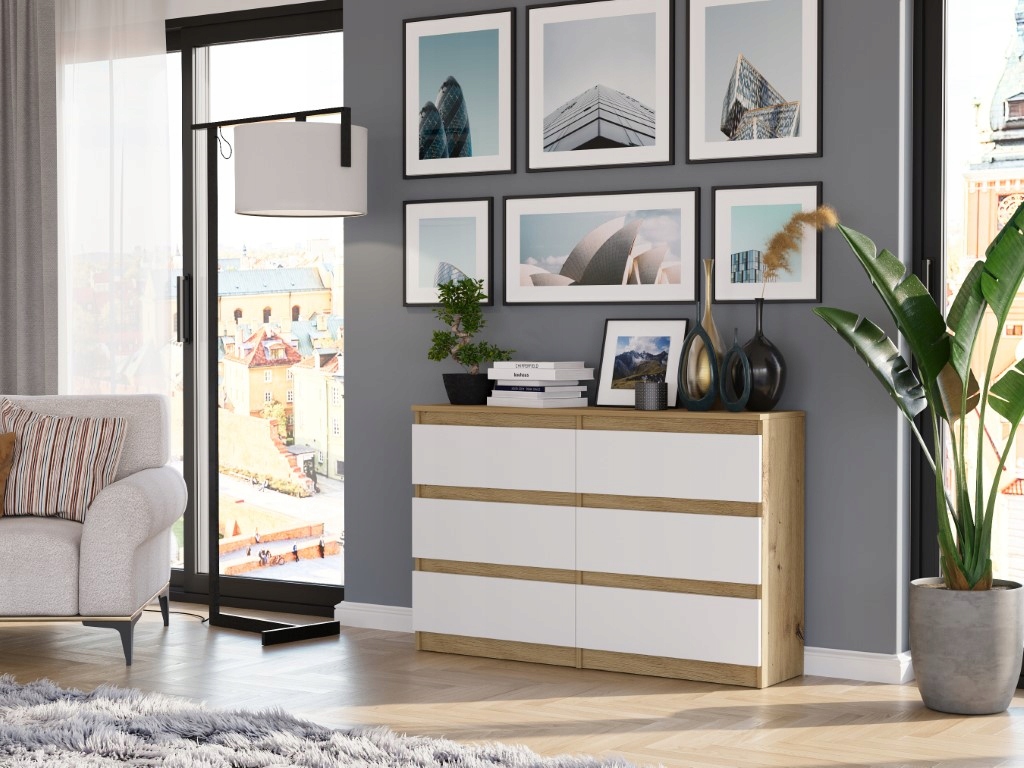 KOMODA 120CM SZAFKA 6 SZUFLAD R-120 ARTISAN MIX