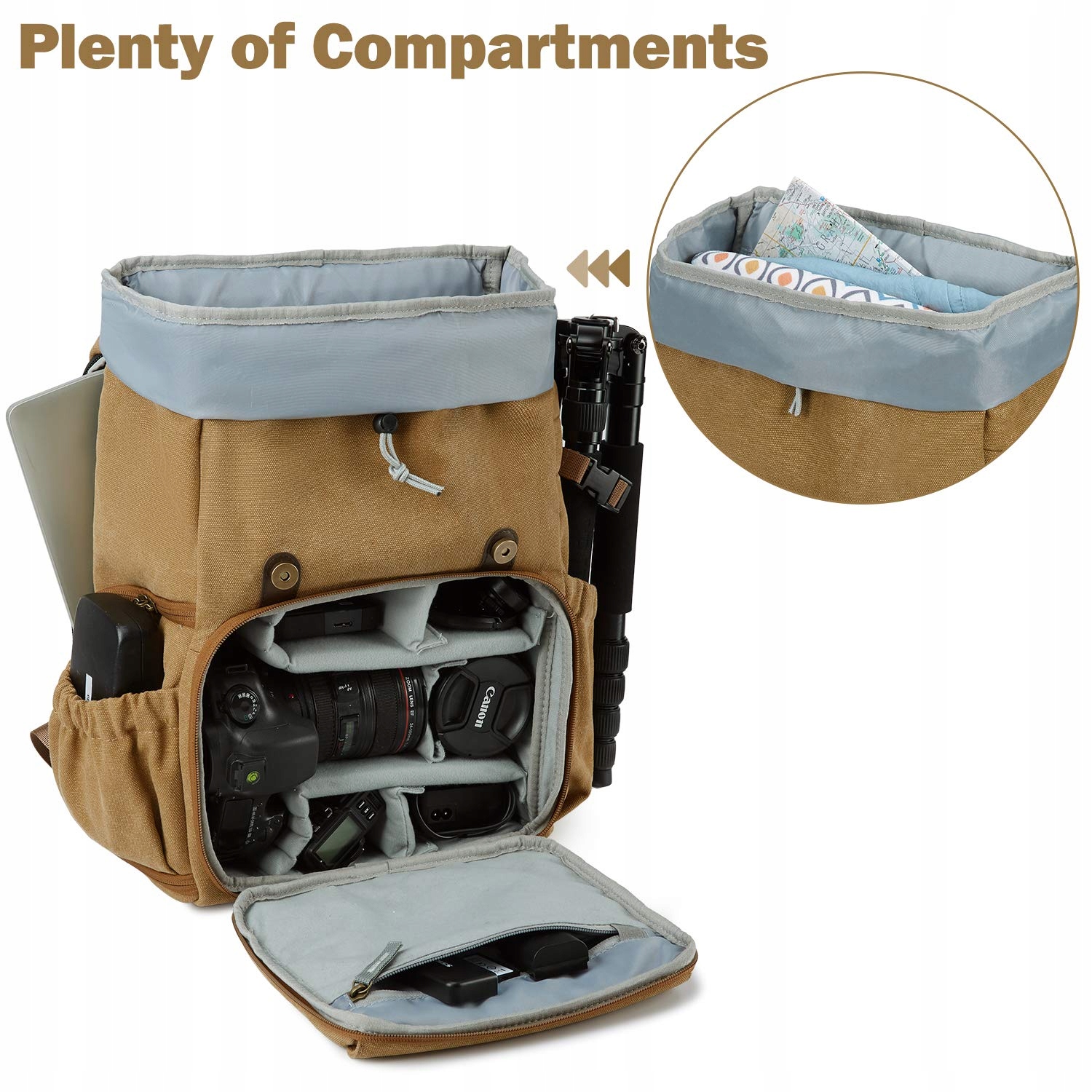 BAGSMART Plecak Fotograficzny Canvas Na Laptop 15" i Sprzęt Foto — miniatura 2