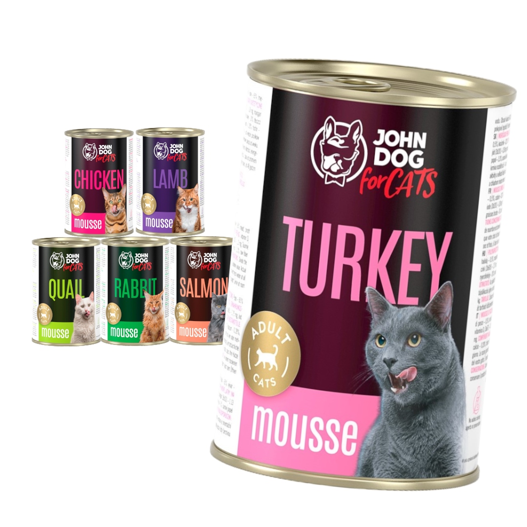 Levně John Dog for Cats Mus Mix Chutí 6x400 g Bezobilné Mokré Krmivo Pro Kočky