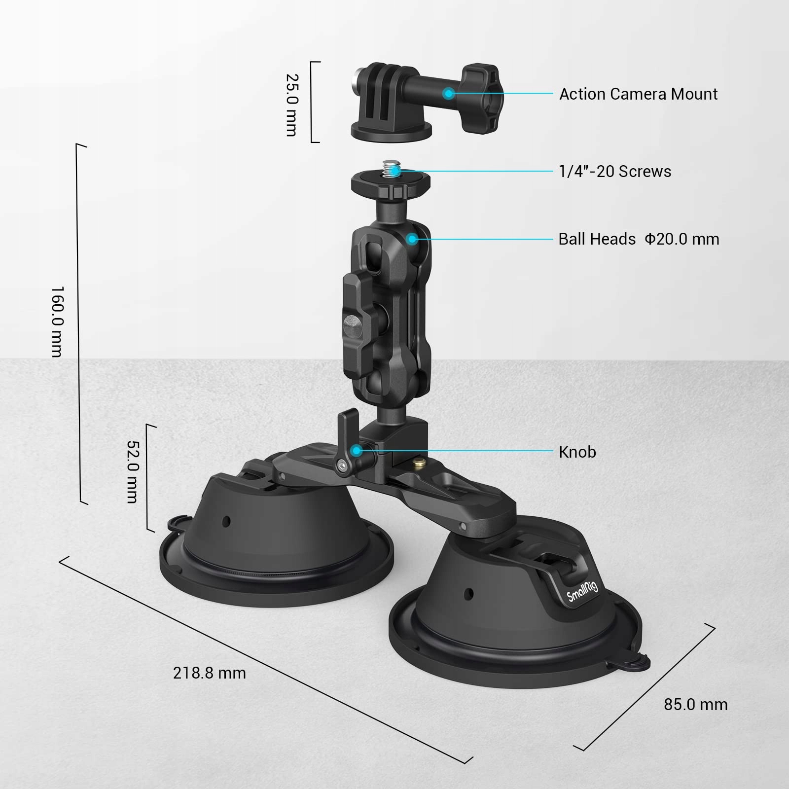 SMALLRIG Uchwyt Przyssawkowy Do Kamery GoPro Okno Samochodu DSLR 3 kg — miniatura 2