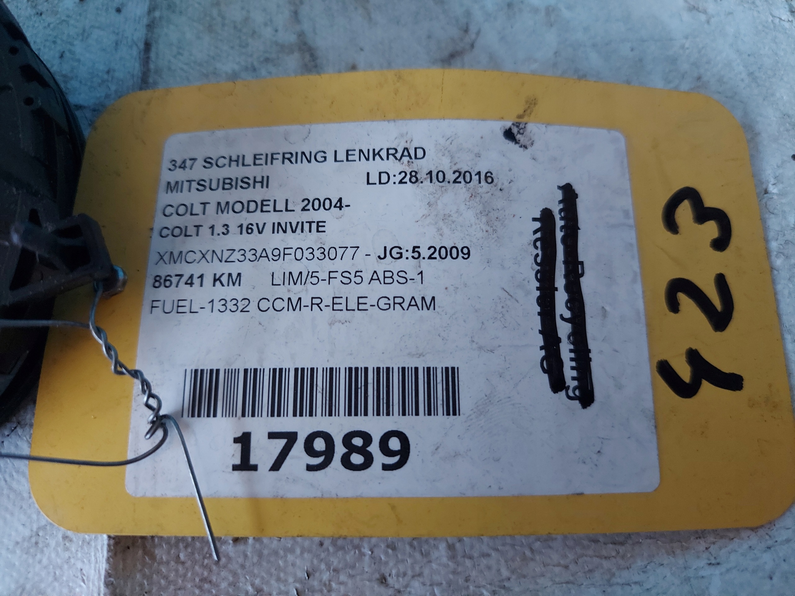 ring airbag COLT VI 2009 R