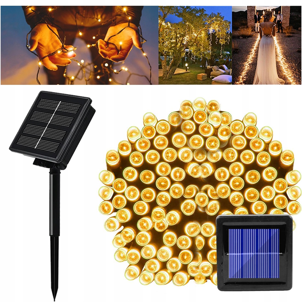 LAMPKI LED SOLARNA GIRLANDA OGRODOWA WISZĄCA 21M ŚWIATEŁKA OZDOBY OGRODOWE