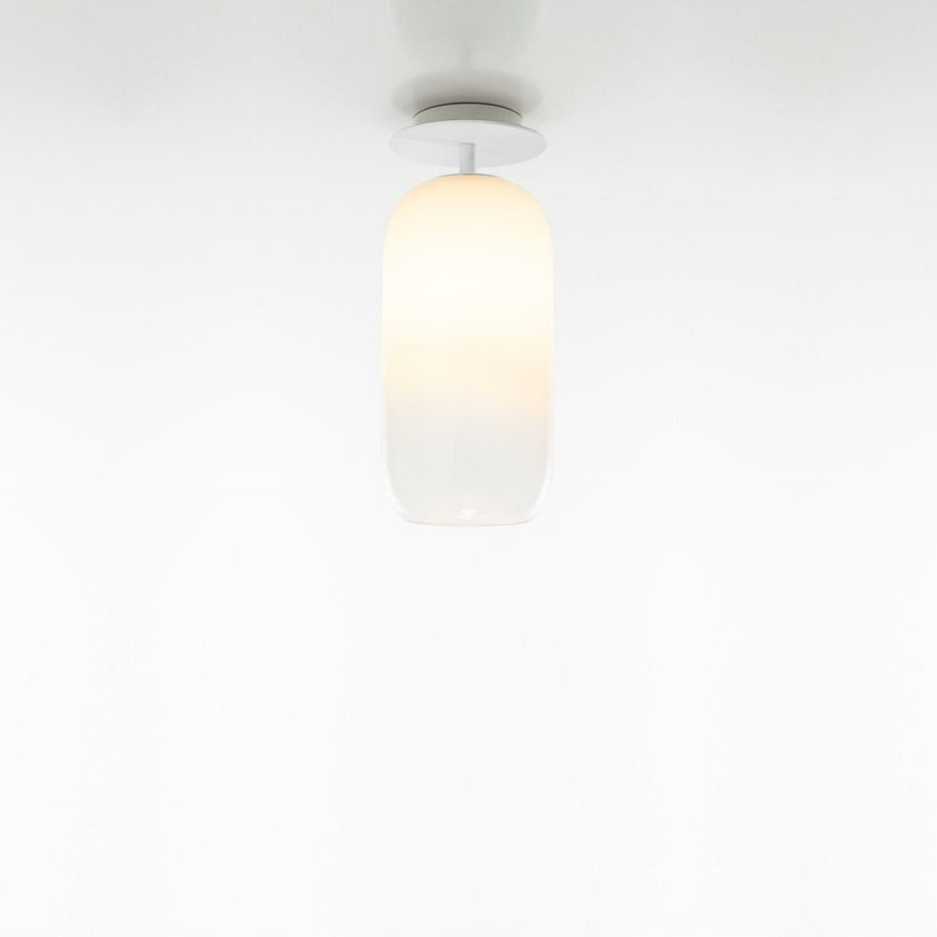 Artemide Gople Mini stropné svietidlo, fúkané sklo, biela, E14, 350mm