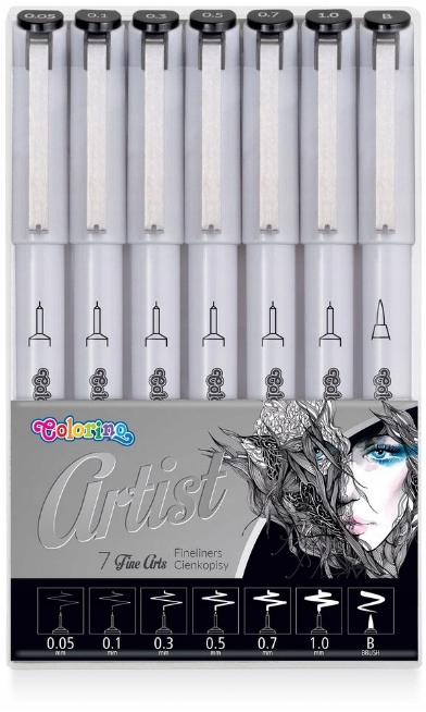 

Cienkopisy 7 grubości Artist 7 szt Colorino
