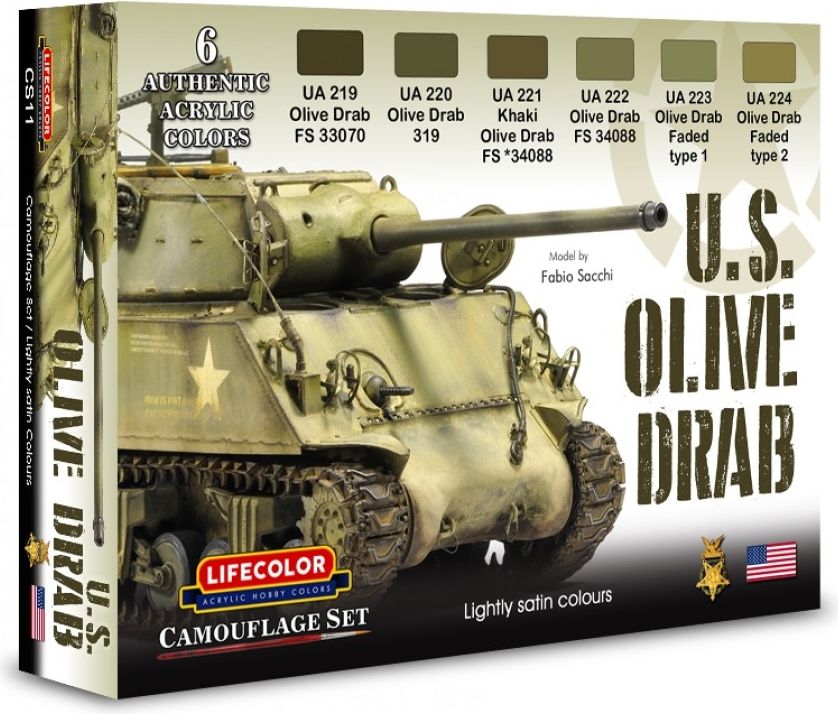 Sada barev U.s. Olive Drab 6x22 ml Lifecolor CS11