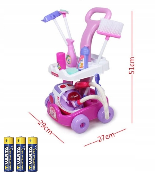 ZESTAW DO SPRZĄTANIA NA WÓZKU Z ODKURZACZEM DŹWIĘK MOP DLA DZIECI + BATERIE Stan opakowania oryginalne