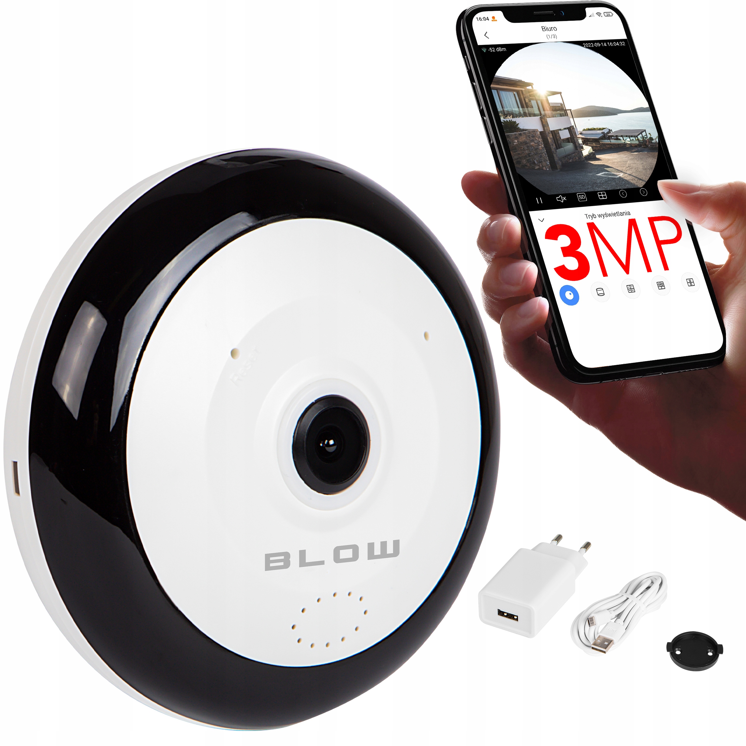 

Kamera Blow WiFi rybie oko 3MP Sd 360 fish eye