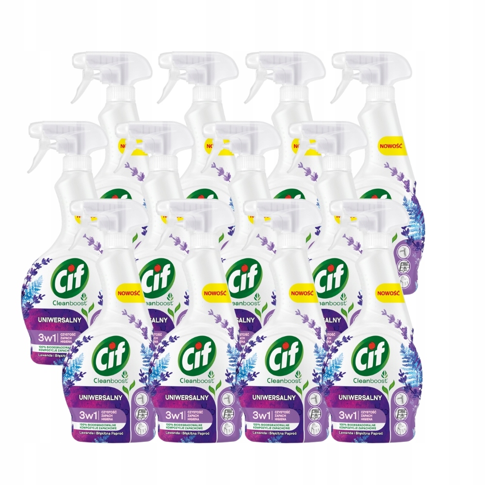 Cif Spray Uniwersalny 3w1 Lawenda i Błękitna Paproć 12x500 ml