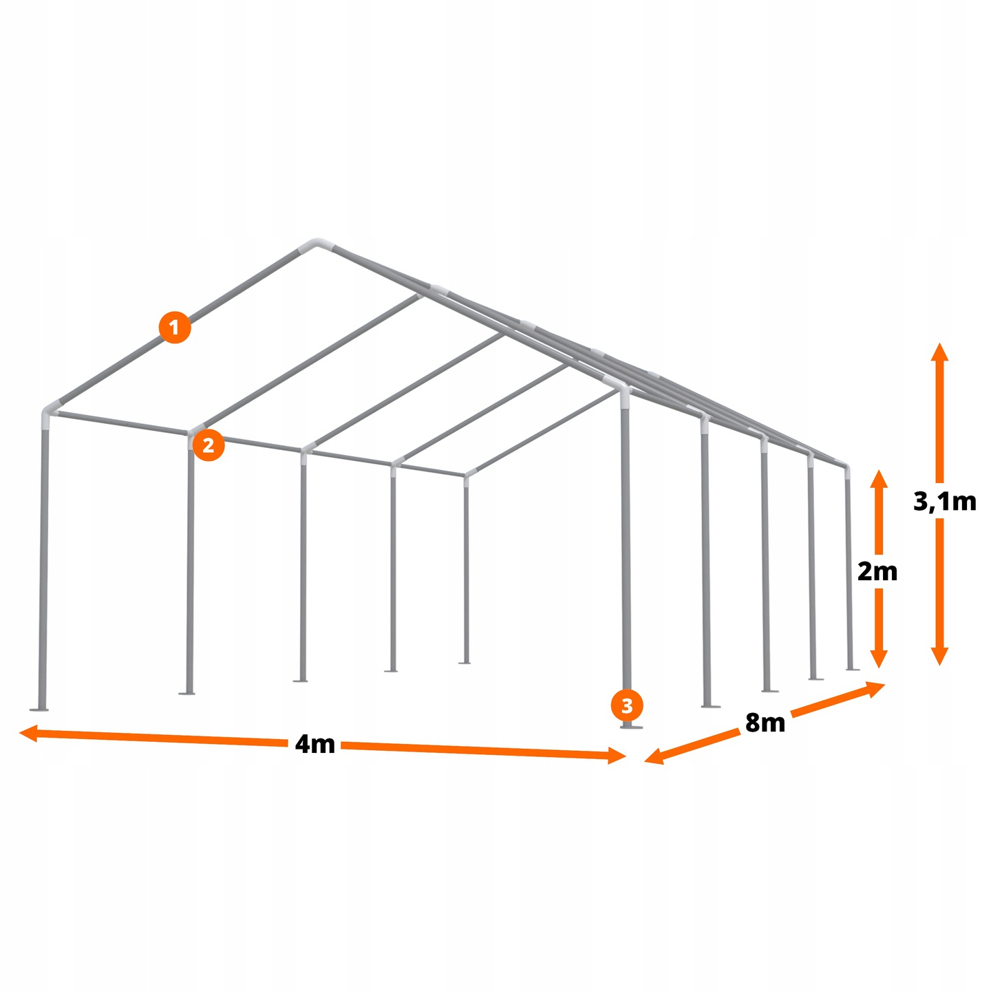 STALOWY ŁĄCZNIK DO PAWILONU OGRODOWEGO 3x6m 4x8m