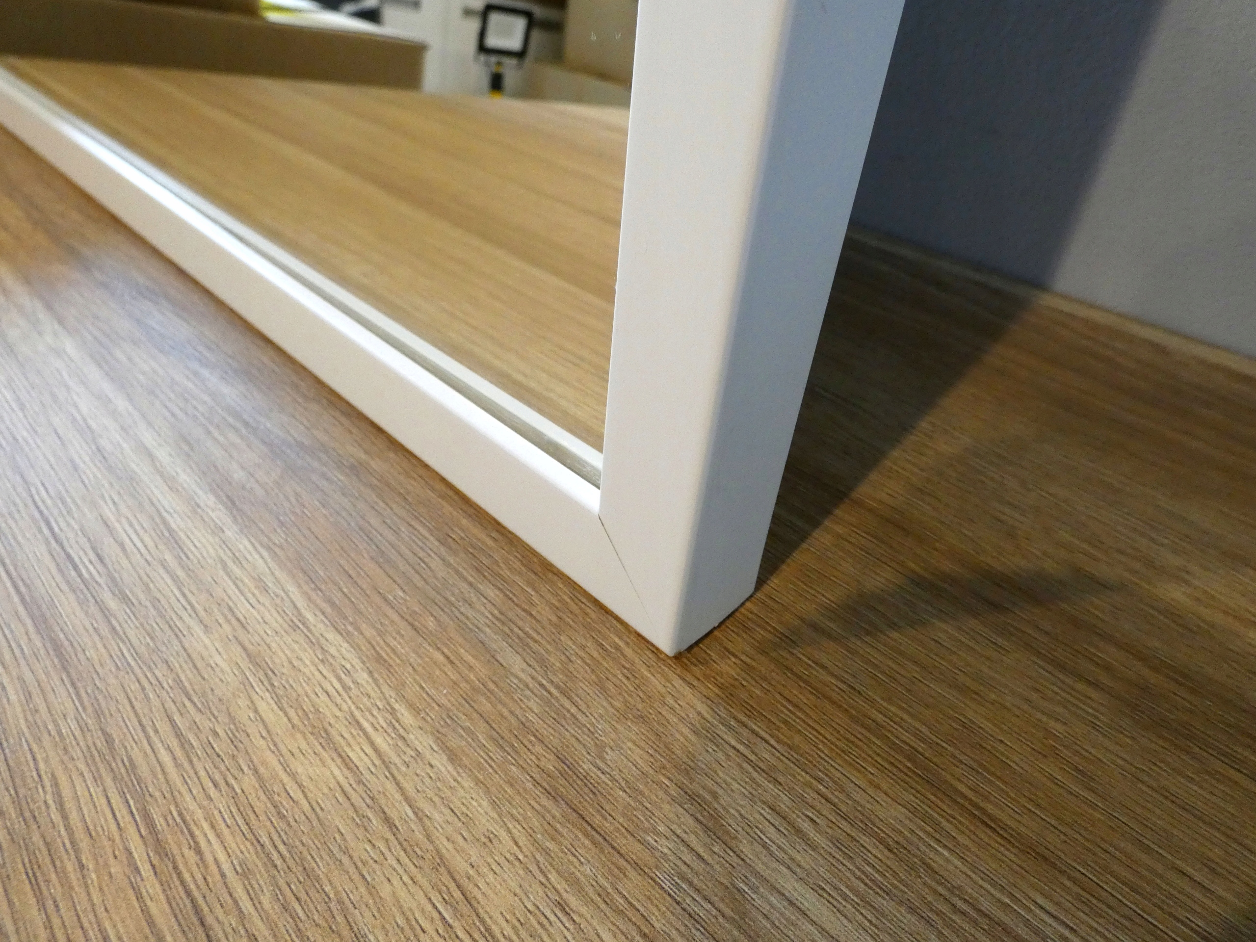 DUŻE Lustro bardzo wąska biała matowa rama 100x40 Marka fabryka luster