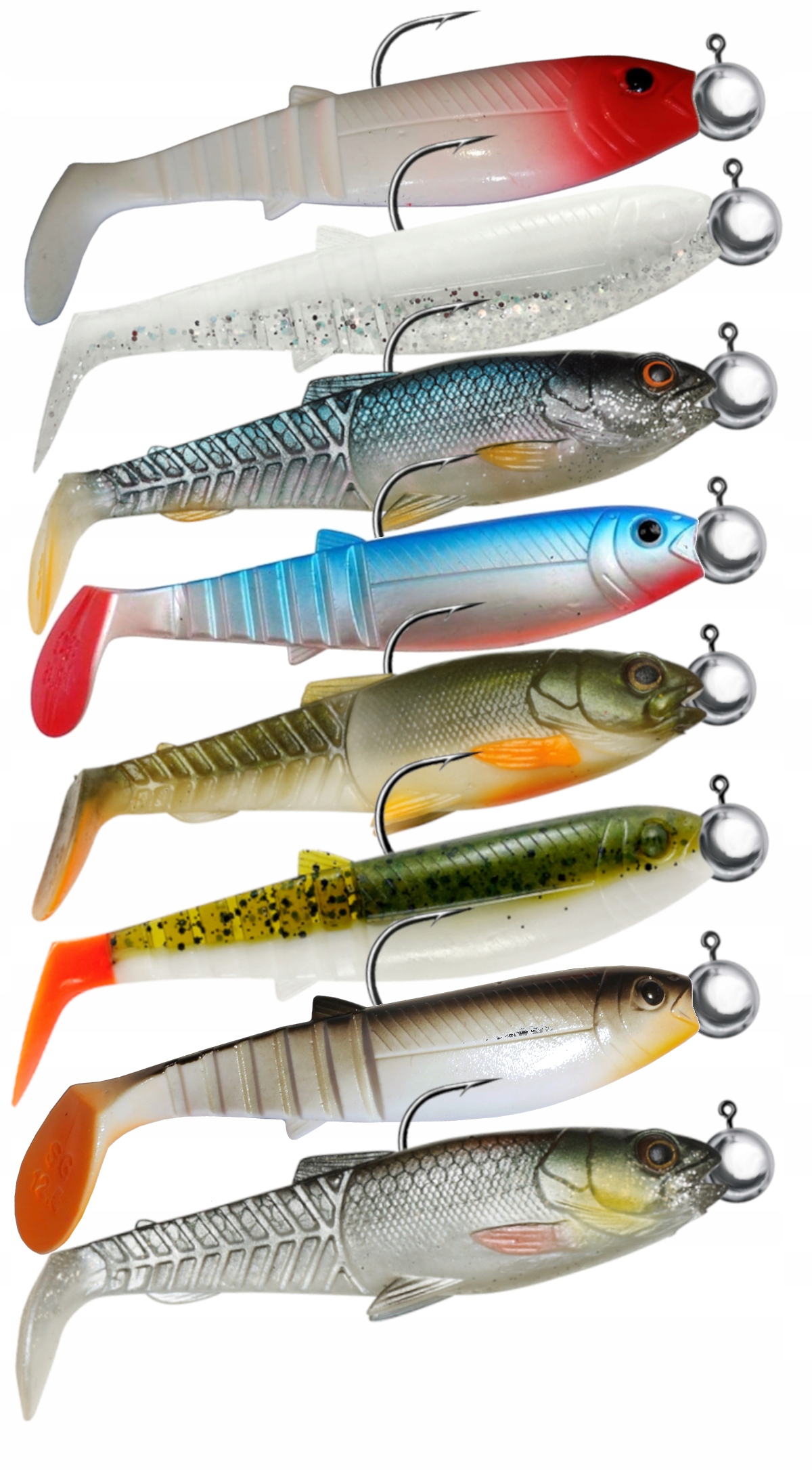 Cannibal Savage Gear zestaw przynęt spiningowych 12,5cm 8SZT zbrojone jasne