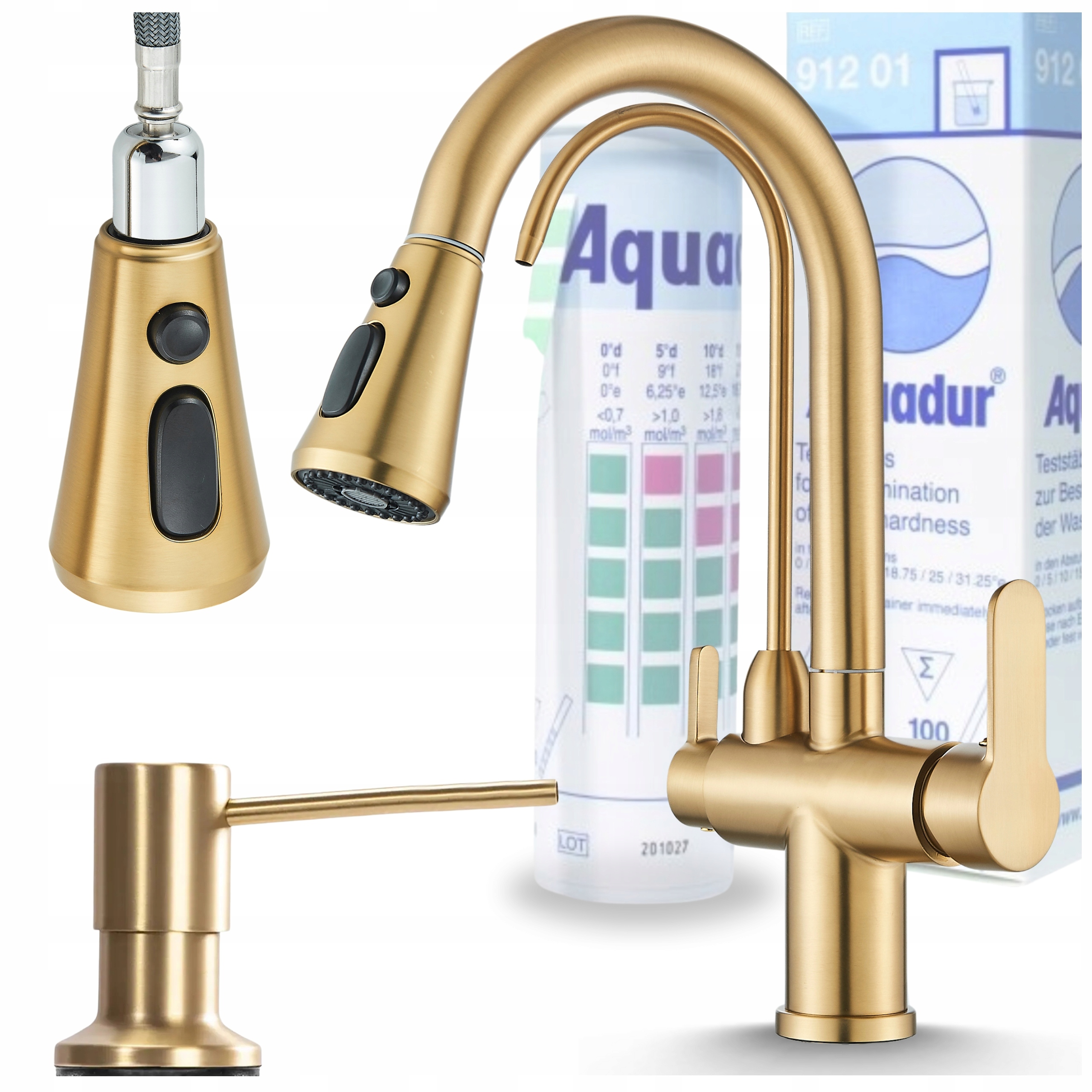 Kuchynská batéria Zlatá výsuvná otočná výtoková nádrž Kuchynský drez Set