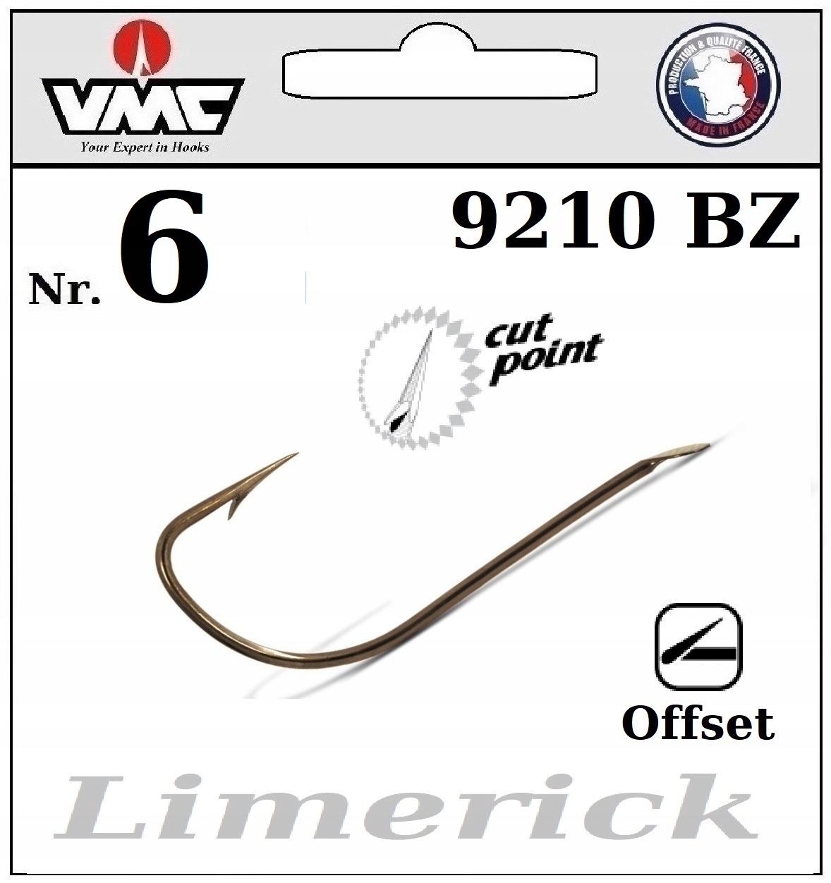 Haczyk VMC 9210BZ Nr.6 Limerick Offset Silver Ground & Float & Pole 10szt.