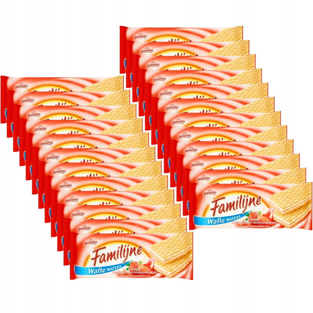 Levně Rodinné oplatky s jahodovo-smetanovou příchutí 180 g x 24 kusů