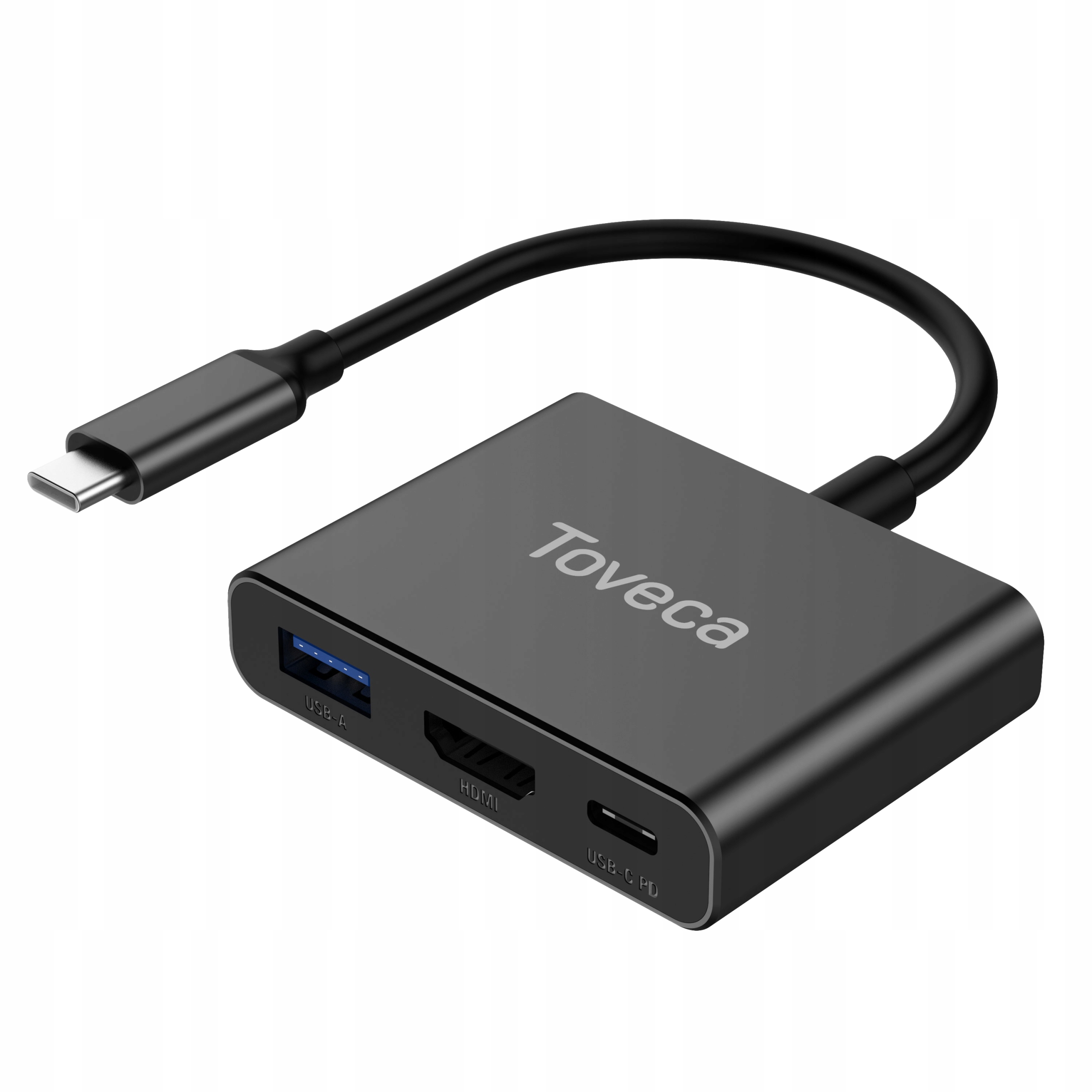 Toveca Adapter 3w1 MHL HUB USB-C HDMI 4K do MacBooka & Samsunga - Czarny