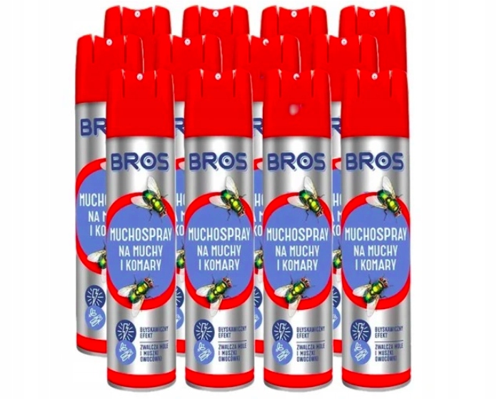 Bros Muchospray na muchy i komary Muchozol, 400 ml x 12 szt pakiet
