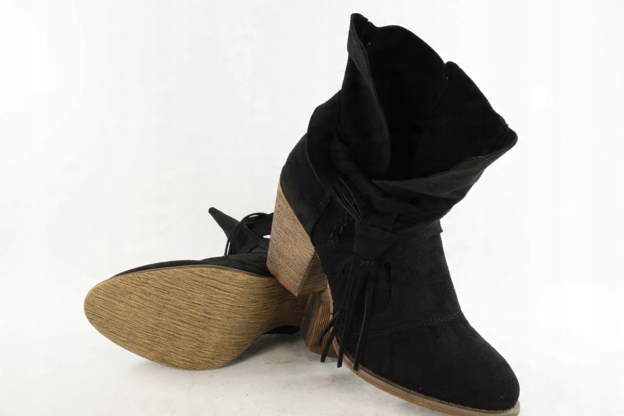 

Lucky Shoes LS717 Botki Obcas Frędzle Zamsz r.40