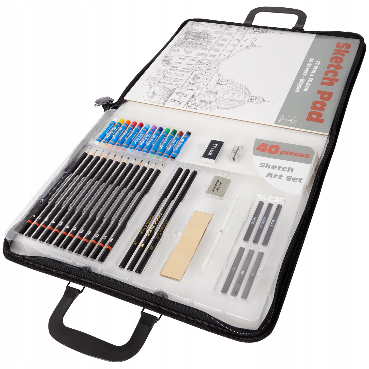 Zestaw do szkicowania rysunku w torbie 40 części EAN (GTIN) 8718964139040