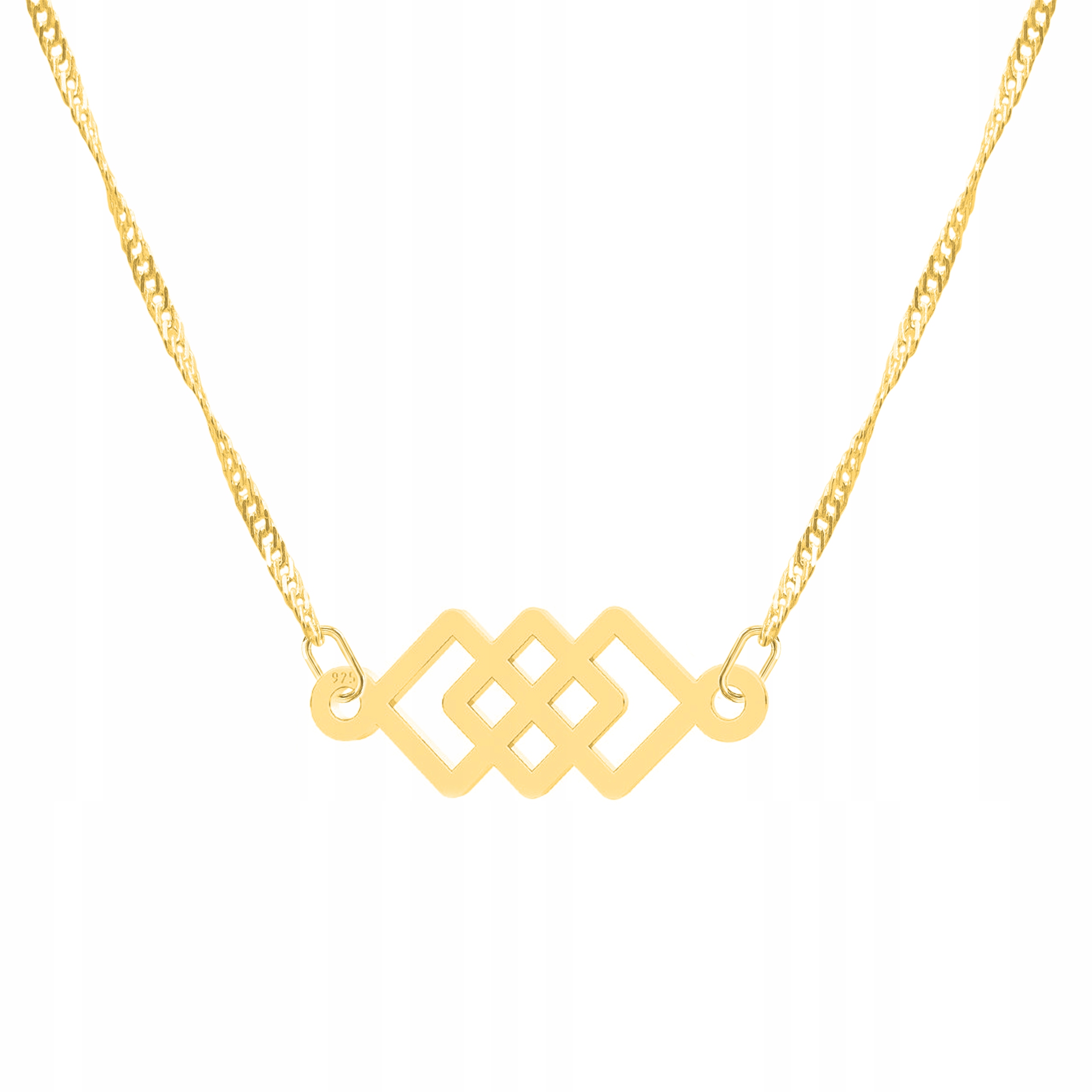 Řetízek zlatý náhrdelník 925 Tři Čtverce