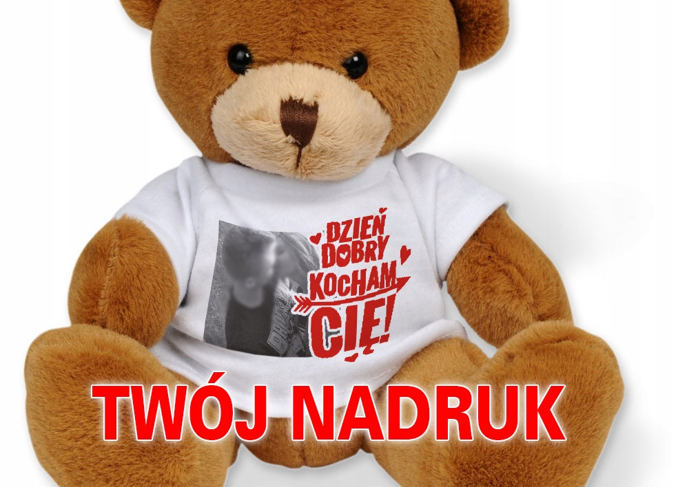 

maskotka, miś siedzący z Twoim nadrukiem