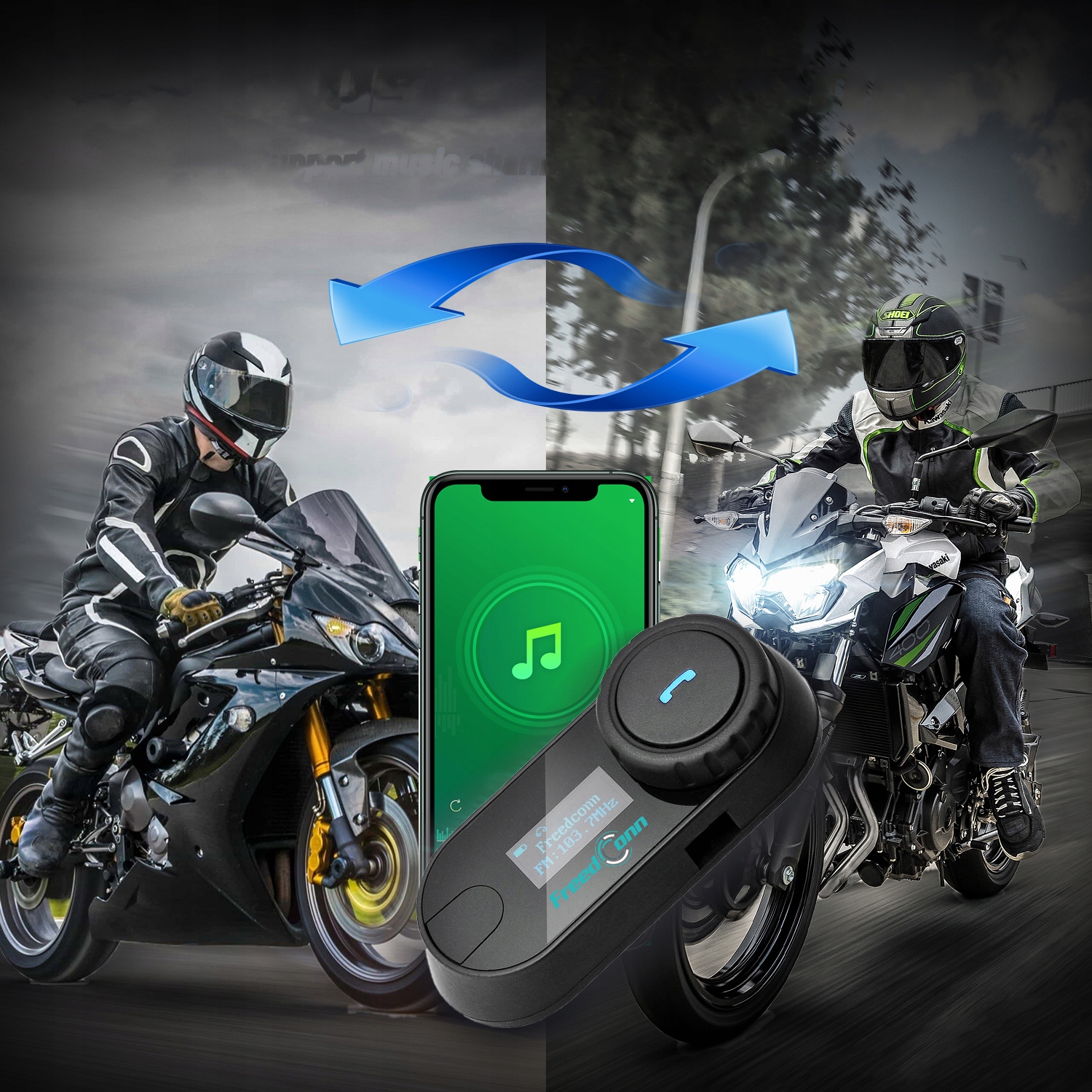 FreedConn Bluetooth Interkom Motocyklowy T-COM SC Parowanie z interkomem innej marki tak