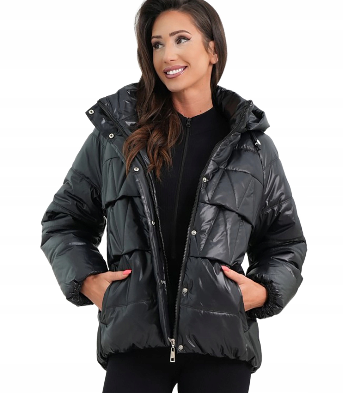 Dámská zateplená bunda bomber oversize voděodolná s kapucí Jagna 42