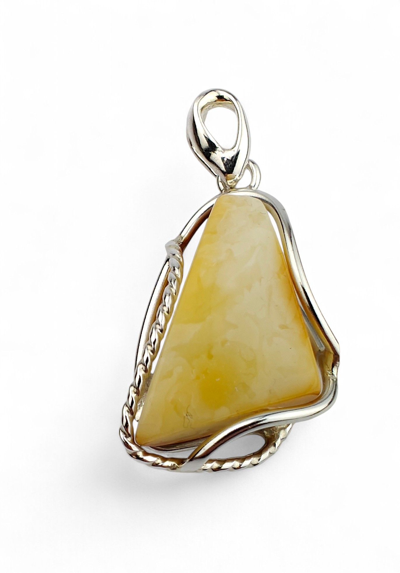 Přívěsek Bílý Baltský Jantar Stříbro