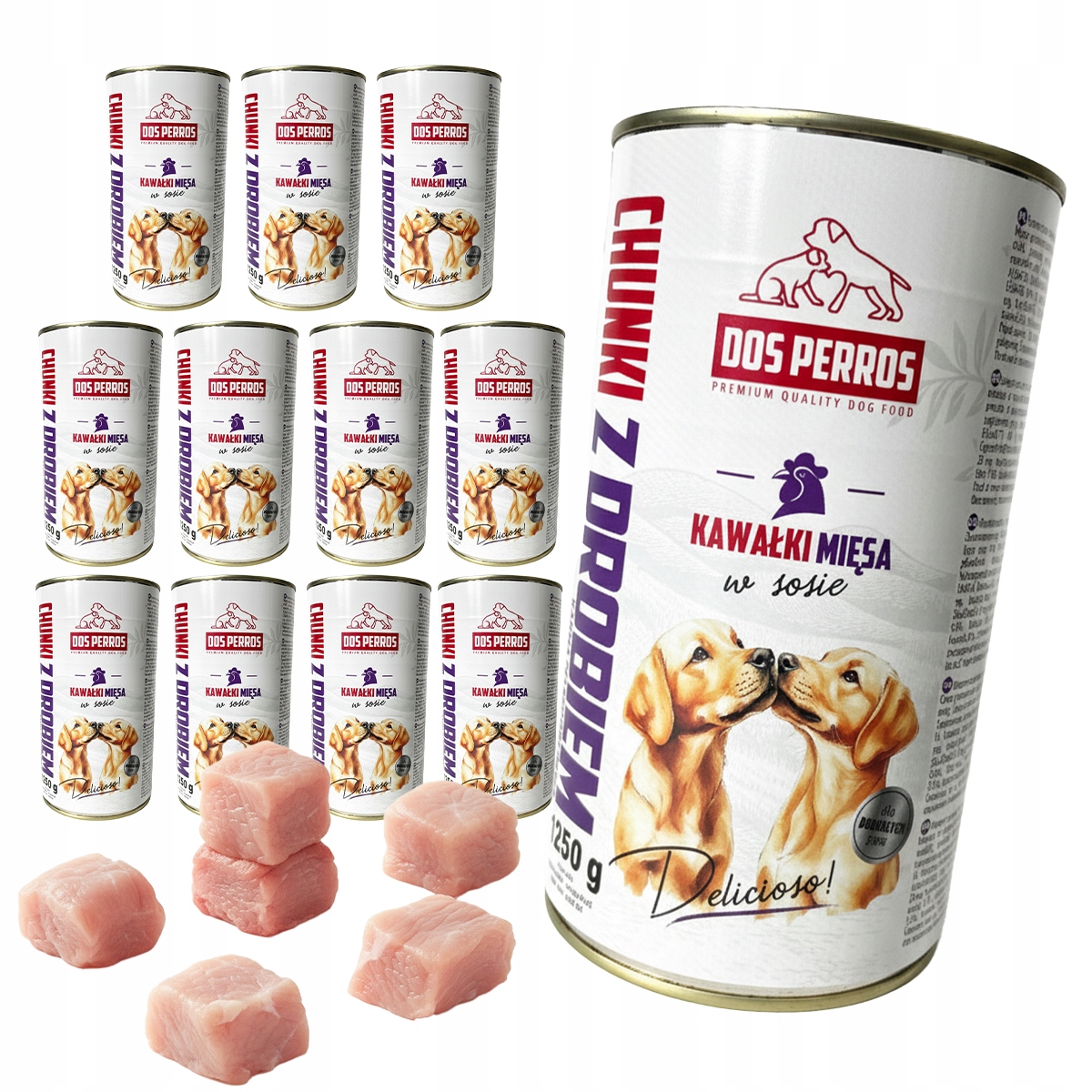 Levně Vlhké Krmivo Pro Psa Dos Perros Kousky Masa V Omáčce S Drůbežím Masem 12x1250 g