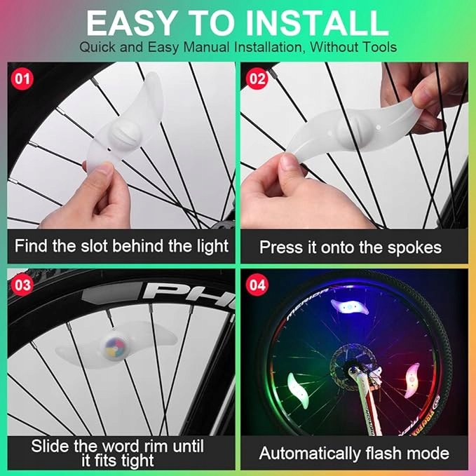 ŚWIATŁA ROWEROWE LED NA SZPRYCHY 2 KOLOROWE + 2 CZERWONE Marka Inna marka