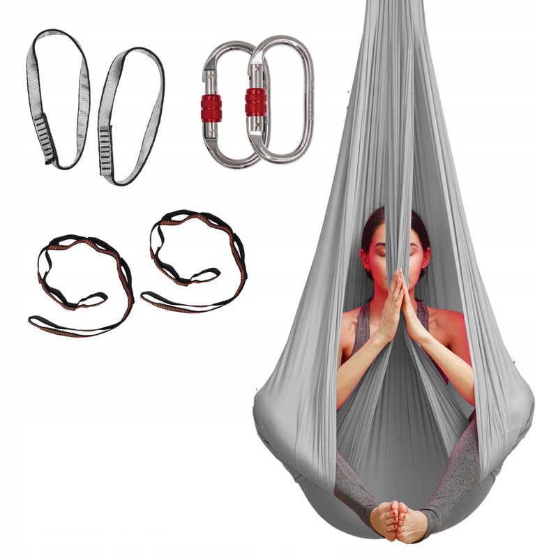 Szarfa akrobatyczna chusta aerial silk wielofunkcyjna 4 metrów szary