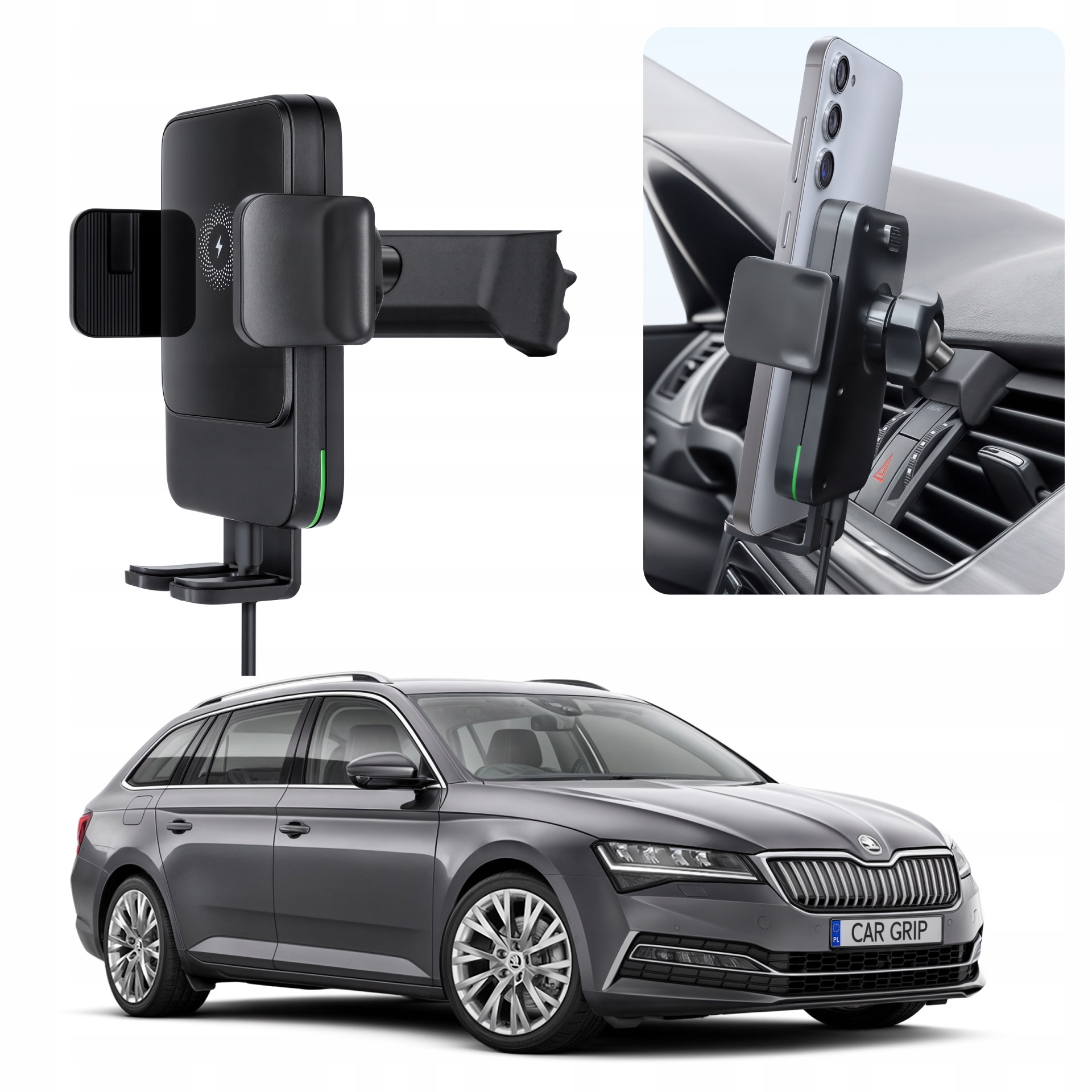 Uchwyt Grawitacyjny z ładowaniem Qc 3.0 do Skoda Superb 3 3V (2015-)