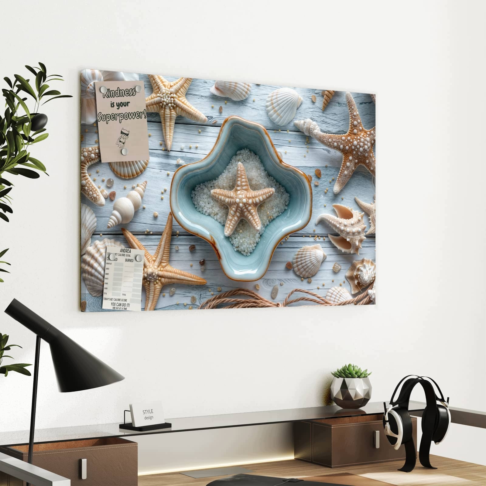 Magnetická tabule Dekorace s muszli Tvar 60 × 40 cm