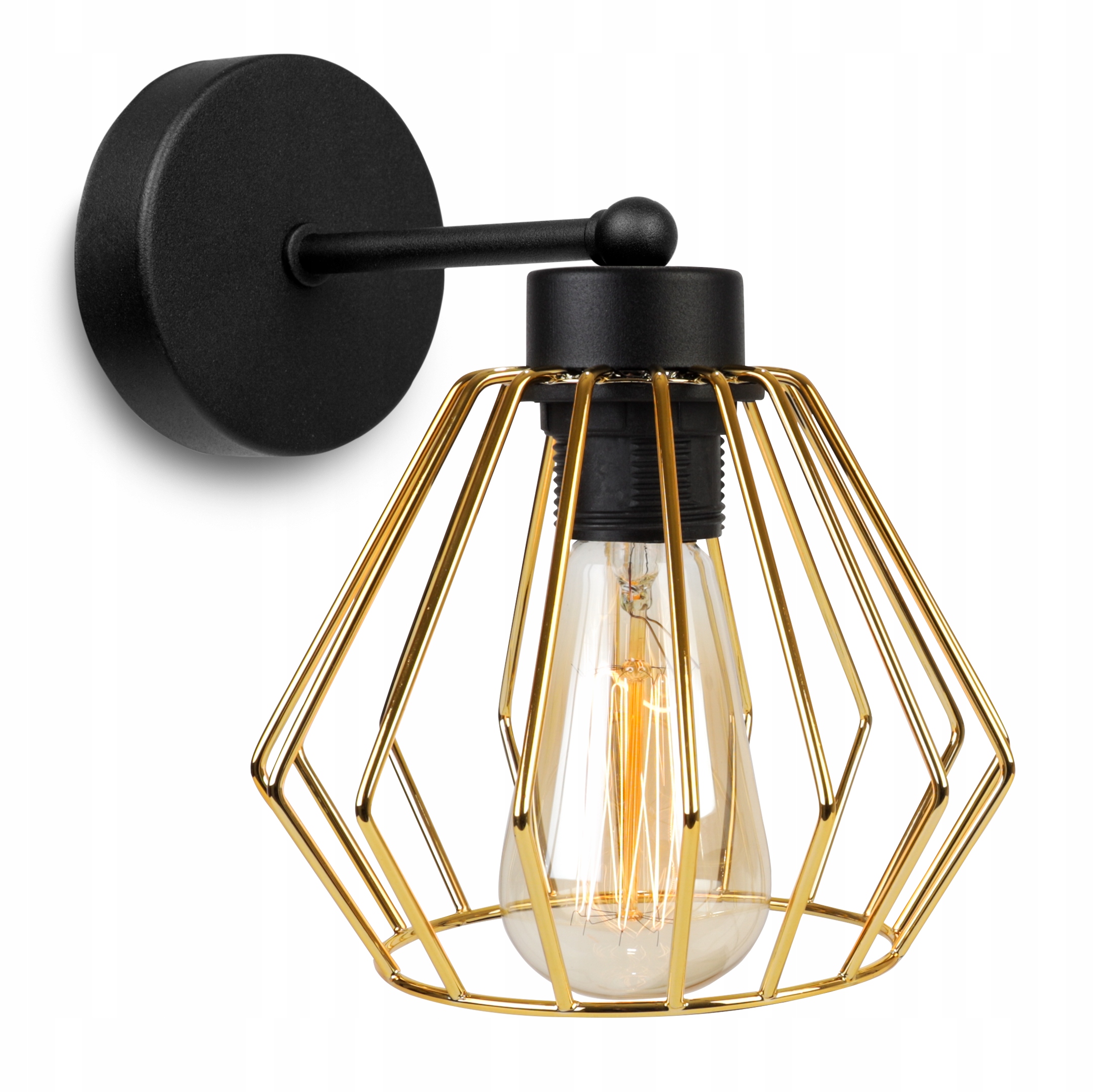 Elegantní Nástěnná Lampa Retro Drátěný Zlatý Loft