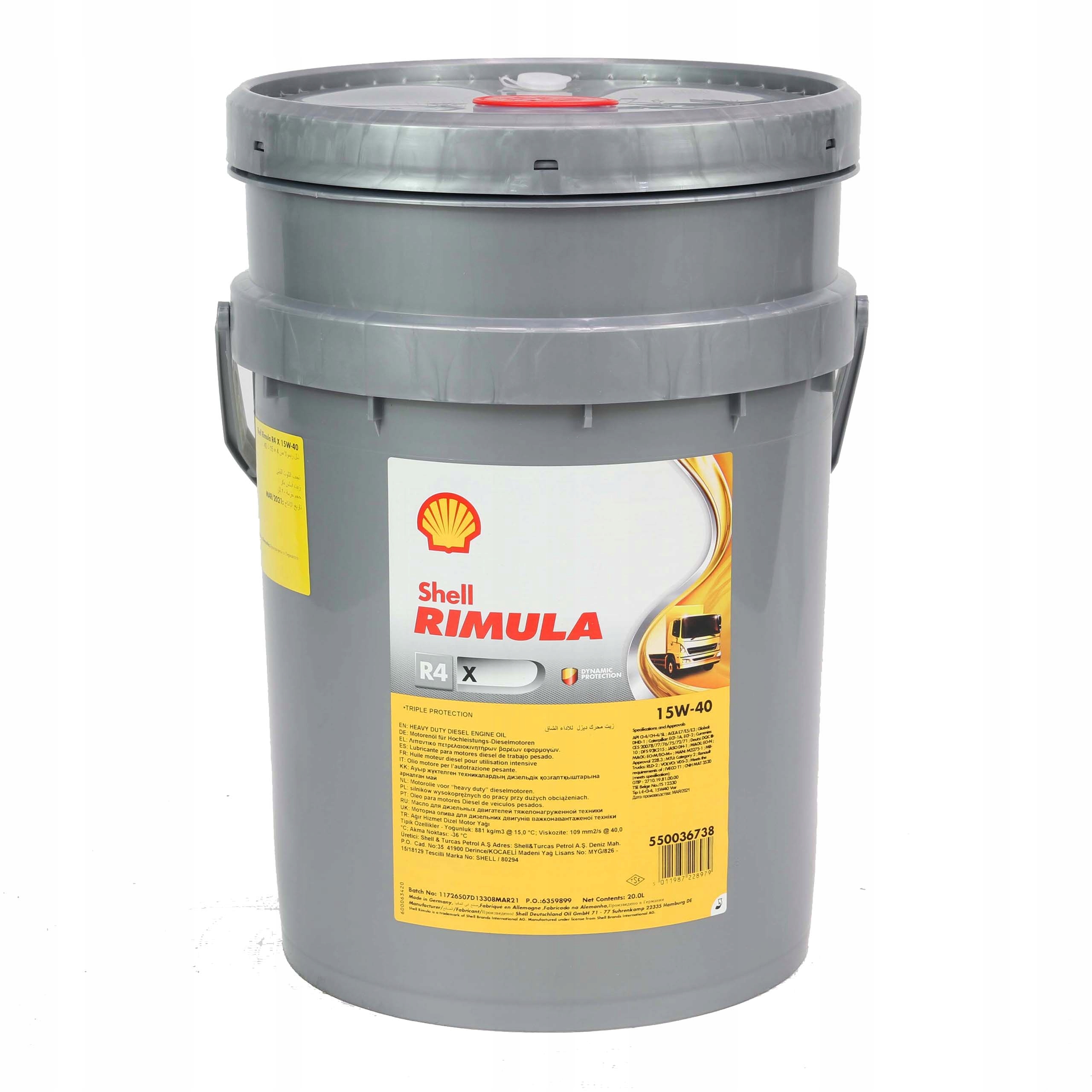 Olej mineralny Shell Rimula R4L 20 l 15W-40 EAN (GTIN) 5905220370825