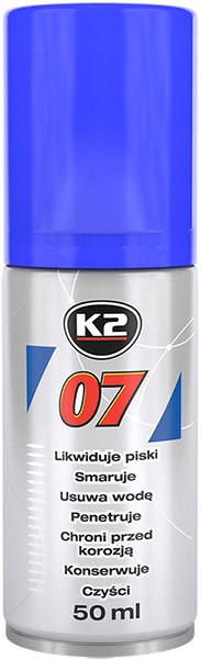K2 07 ODRDZEWIACZ LIKWIDUJE PISKI SMARUJE CZYŚCI Pojemność opakowania 50 ml