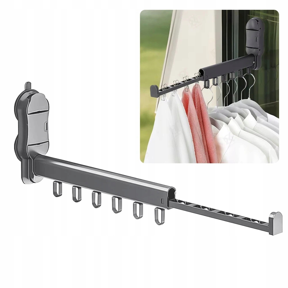 Levně Sušák Na Prádlo, Skládací Věšák Na Oblečení Na Zeď, Výsuvný, 6 Háčků
