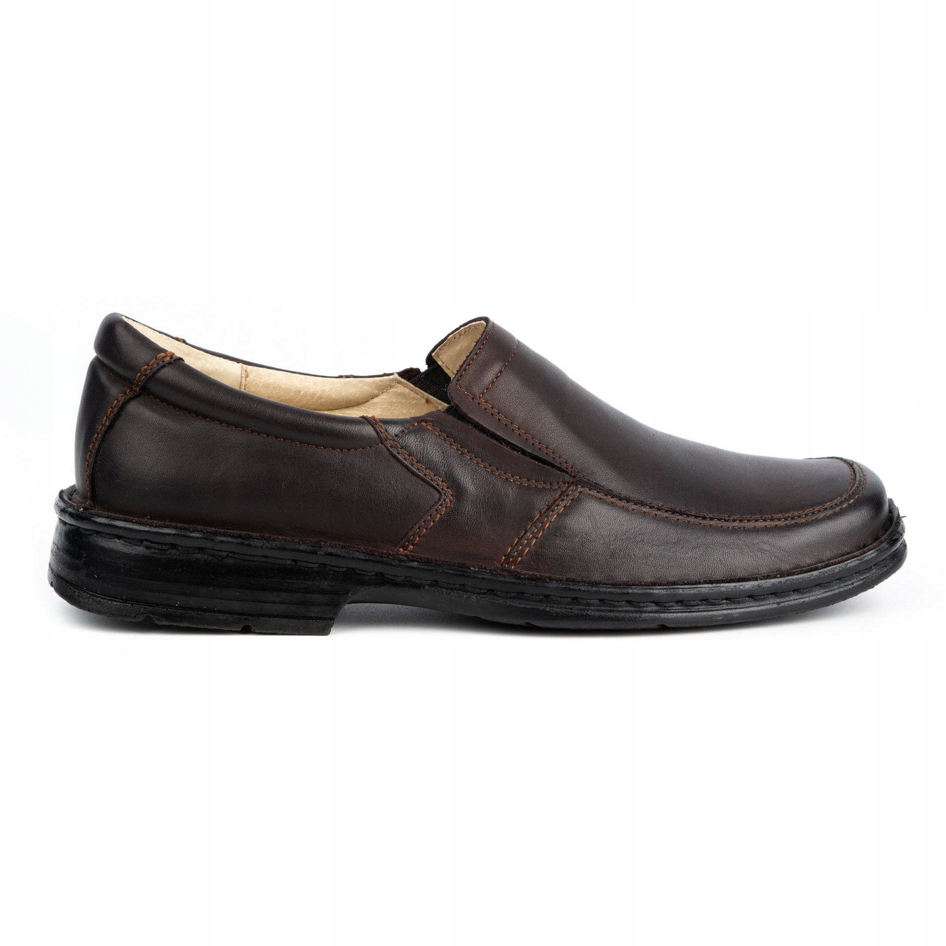 Buty męskie wsuwane skórzane 0114W brązowe 41