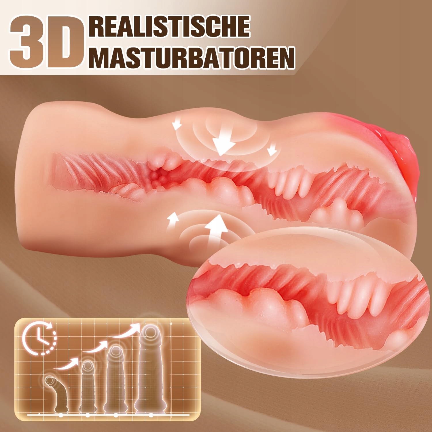 REALISTISCHER Masturbator Dla Mężczyzn 3D Struktura Silikonowy Design — miniatura 2