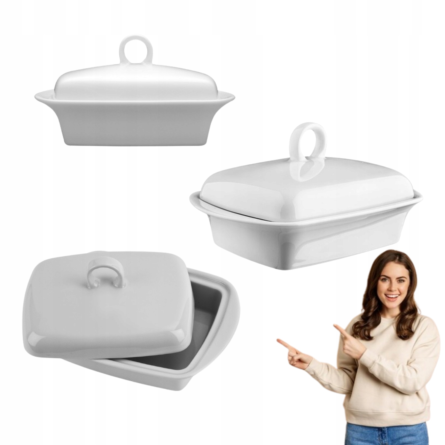 MASELNICZKA BIAŁA PORCELANOWA NA MASŁO MASELNICA 250 ML