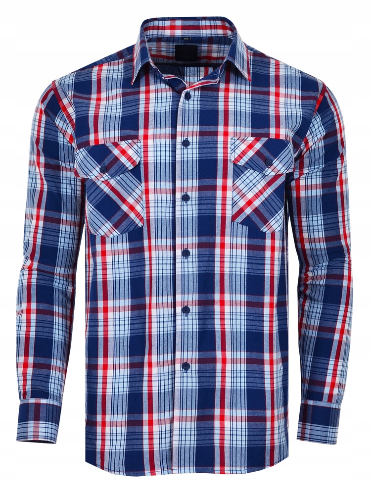 47/48 Košile Kostkovaná Modrá Dlouhá Velká