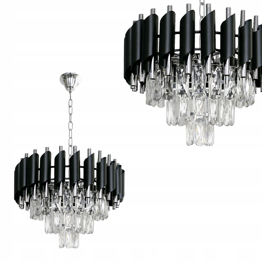Żyrandol do salonu w stylu glamour czarny/chrom 5xE14 ML2519 Milagro