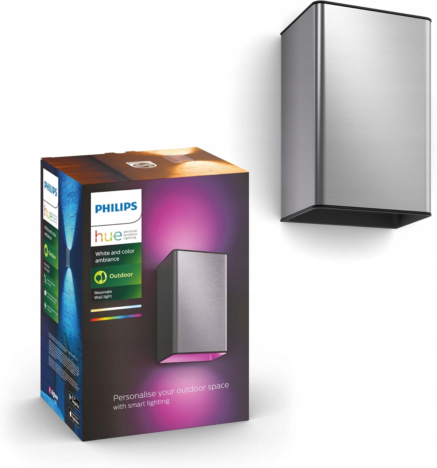 Led záhradné nástenné svietidlo Vonkajšia lampa Philips Hue Resonate 15.8W Rgb Smart