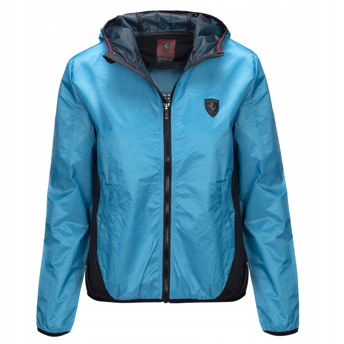 Ferrari lehká dámská sportovní bunda s kapucí voděodolná tyrkysová 42538 L