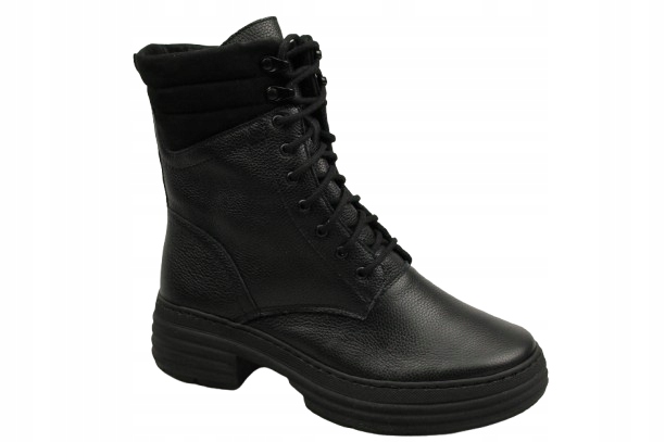 Kotníkové Boty Boty Wasak 0727 41 Černé Lico Kůže Polská firma Vlna Teplé