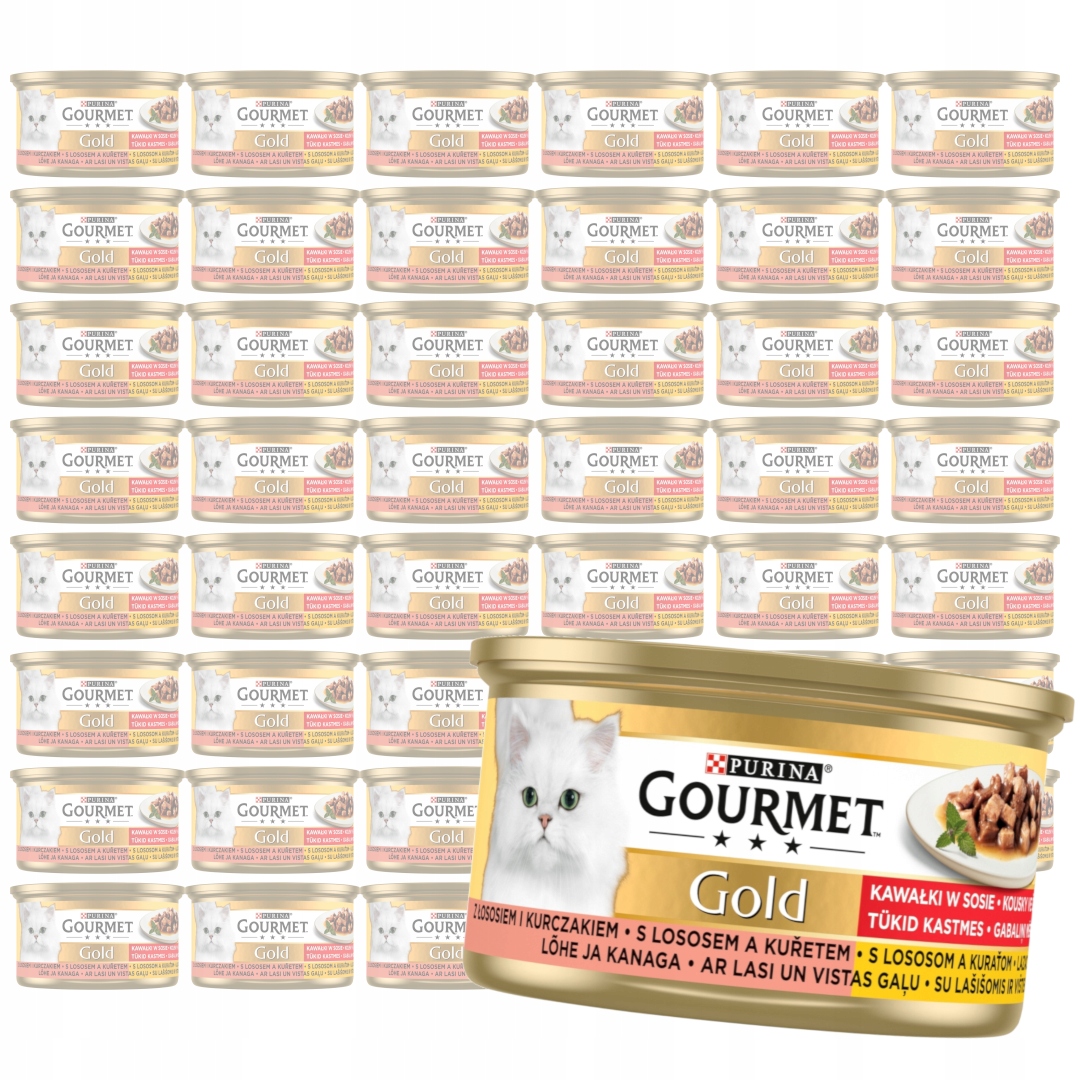 Levně Purina Gourmet Gold 48x85g Mokré Krmivo Pro Kočky Losos a kuře v omáčce