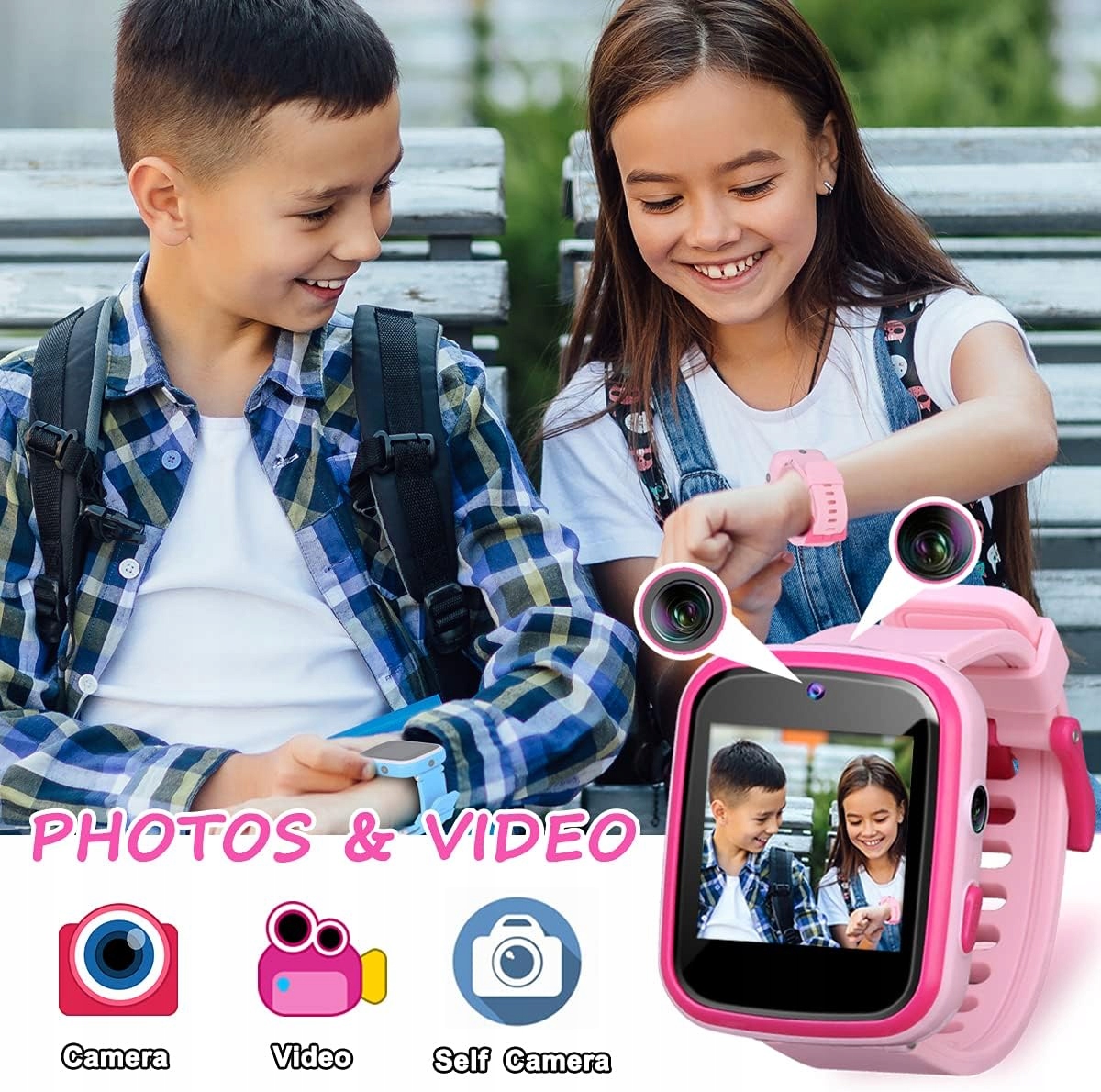 Multi-functional Smartwatch for Girls 3-10 Years Old with Camera and Music Kolor różowy