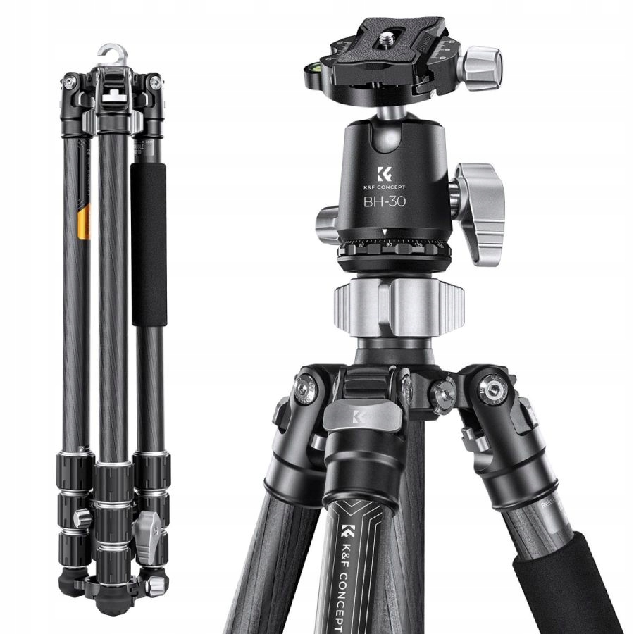 Karbonový Stativ Profesionální Tripod Nosnost 12 kg Hlavice 360 K&f Concept