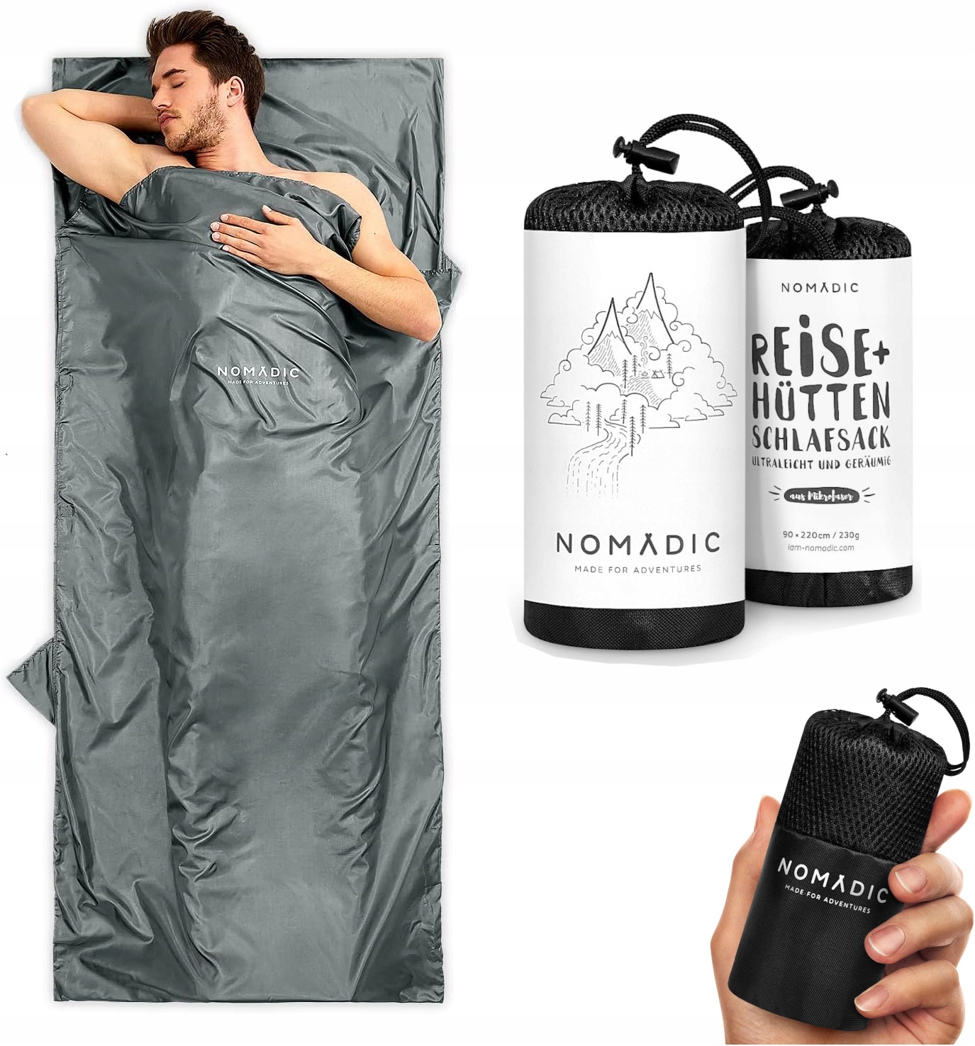 MINI ŚPIWÓR TURYSTYCZNY PODRÓŻNY KEMPINGOWY Z MIKROFIBRY LEKKI 2,2 x 0,9