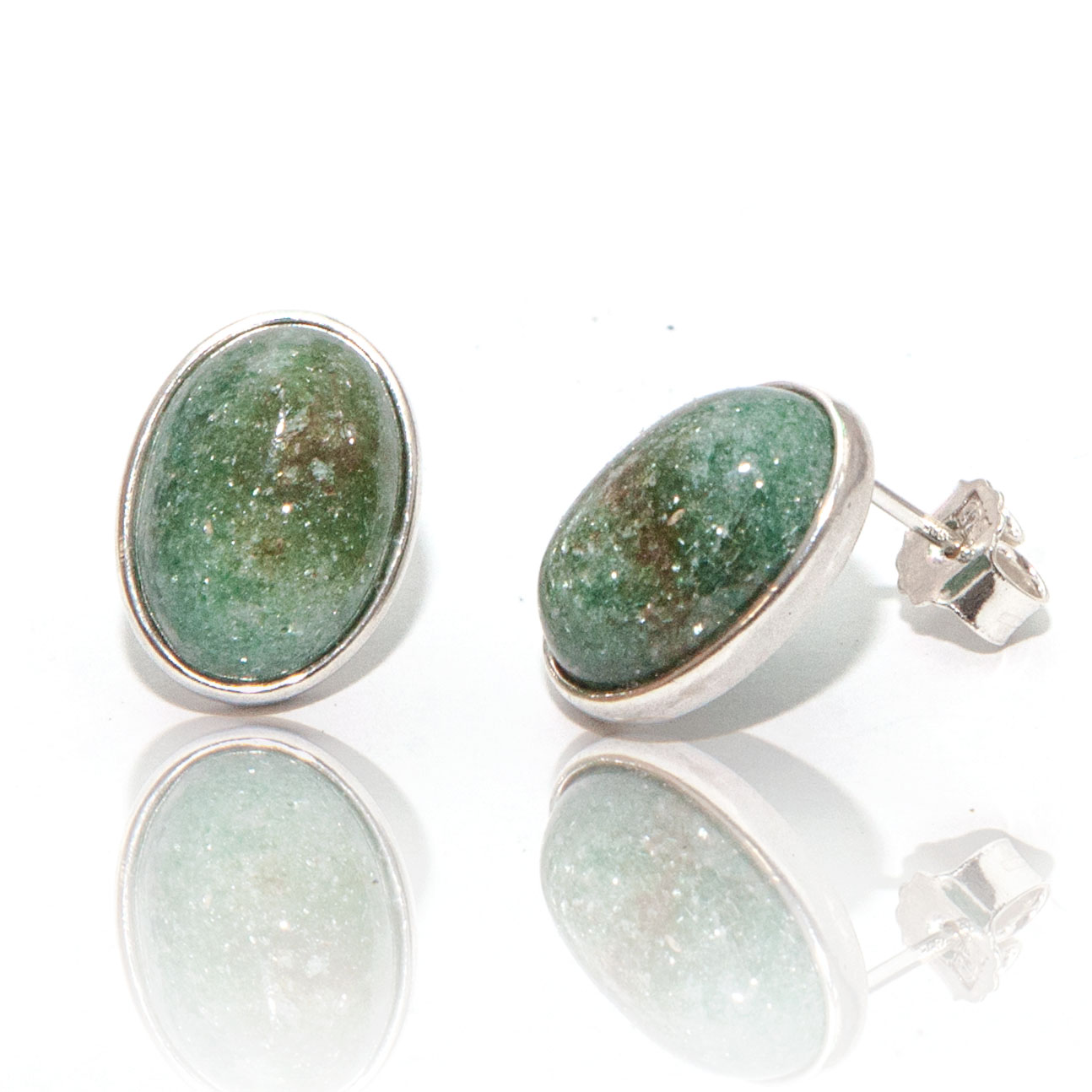 Stříbrné náušnice s aventurínem stříbro 925 přírodní kameny aventurín